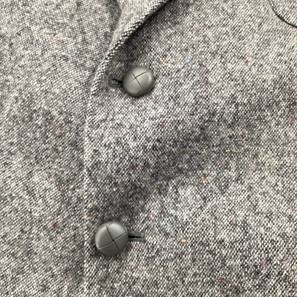 Brookleigh Mens 44R Grey Donegal Tweed Blazer Elbow Patches Made in USA
